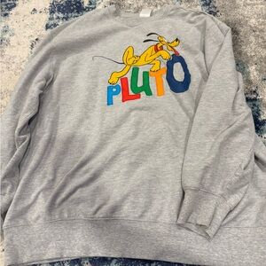 Disney Pluto Graphic Men's Crewneck Sweater - Gray
